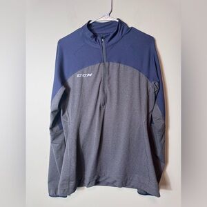 CCM‎ Team Men’s 1/4 Zip Pullover training top in navy blue and gray Large